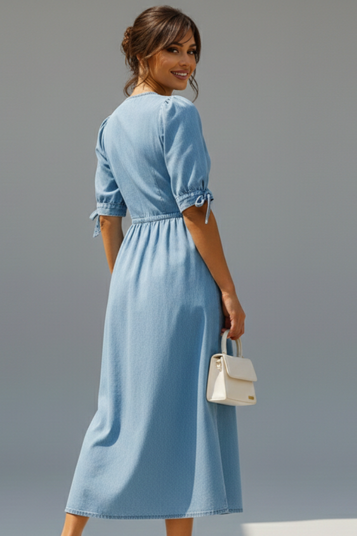 Renata | Women's Dress with V-Neckline and Button Placket