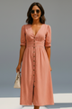 Renata | Women's Dress with V-Neckline and Button Placket