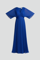 Sigrid | Women's Dress with V-Neckline and Pleated Maxi Skirt