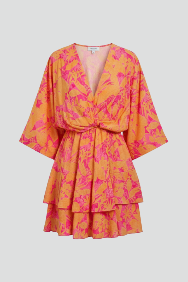 Livia | Women's Dress with V Neck and Ruffled Hem