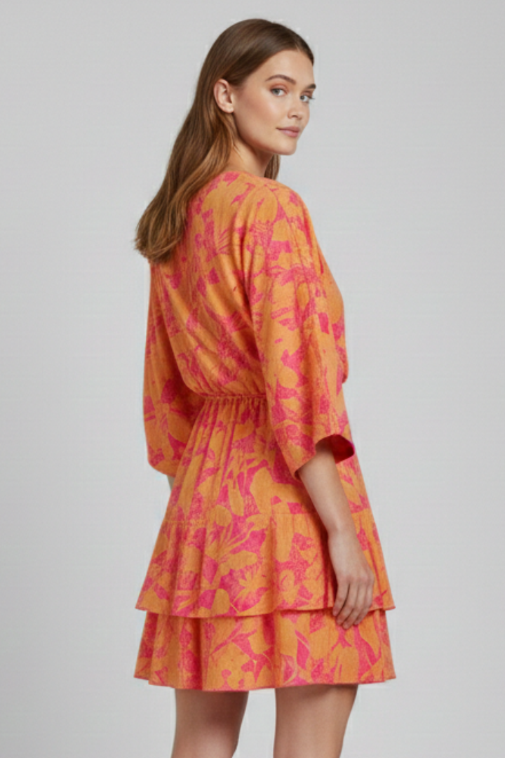 Livia | Women's Dress with V Neck and Ruffled Hem