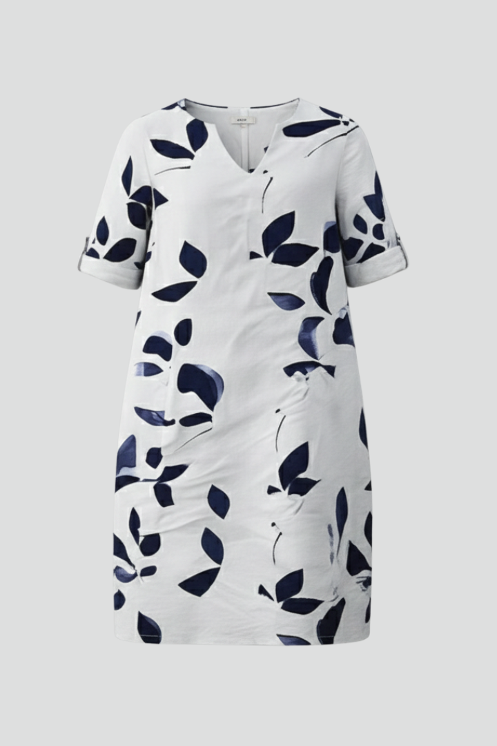 Michaela | Women's Dress with V Neck and Short Sleeves