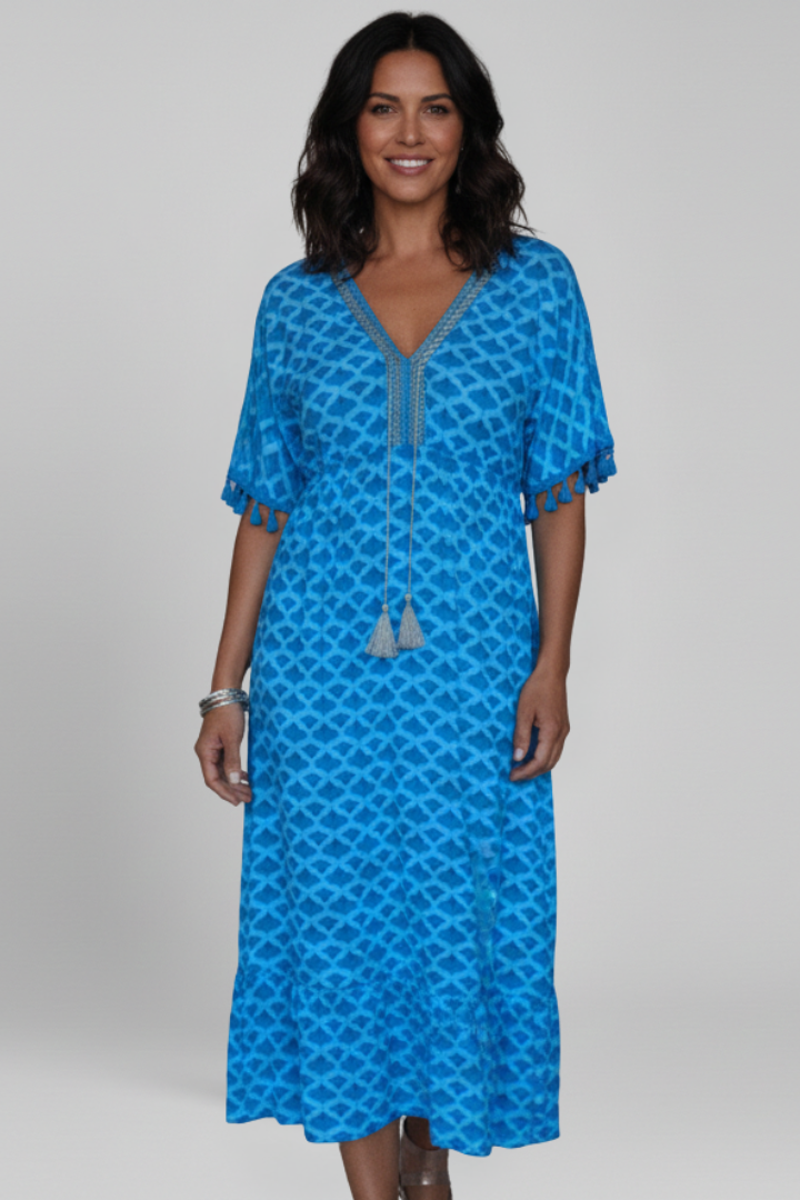 Poppy | Women's Dress with V Neck and Short Sleeves
