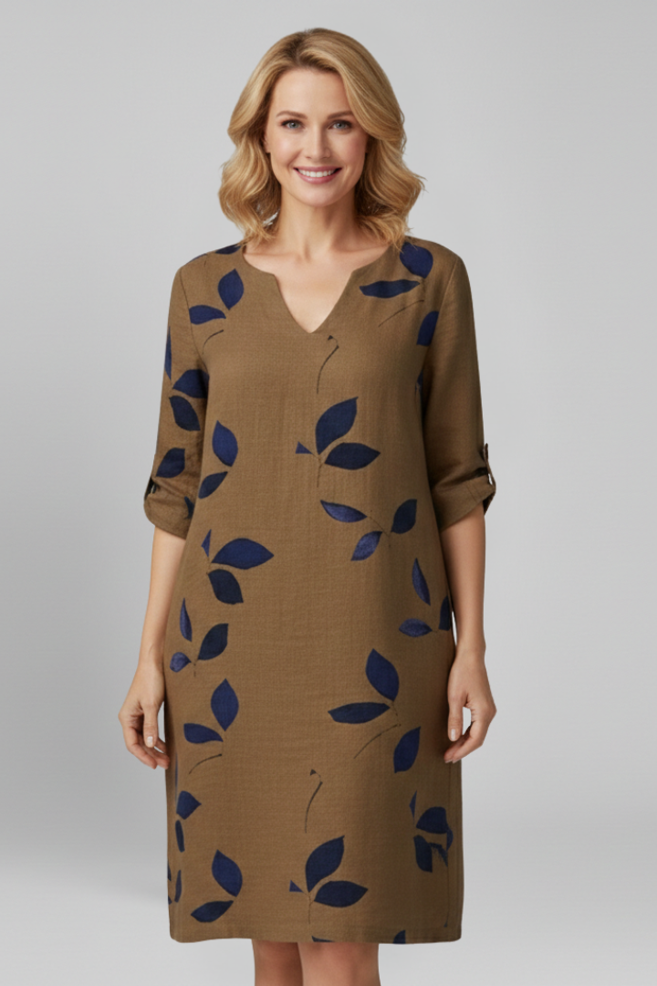 Michaela | Women's Dress with V Neck and Short Sleeves