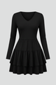 Nicoline | Women's Dress with V Neck and Tiered Skirt