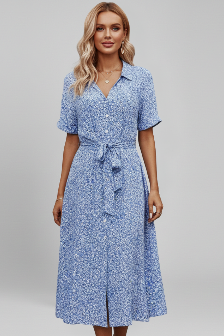 Pascale | Women's Dress with V Neckline and Button Closure
