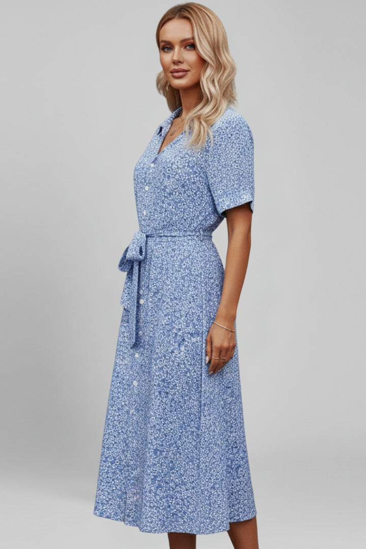 Pascale | Women's Dress with V Neckline and Button Closure