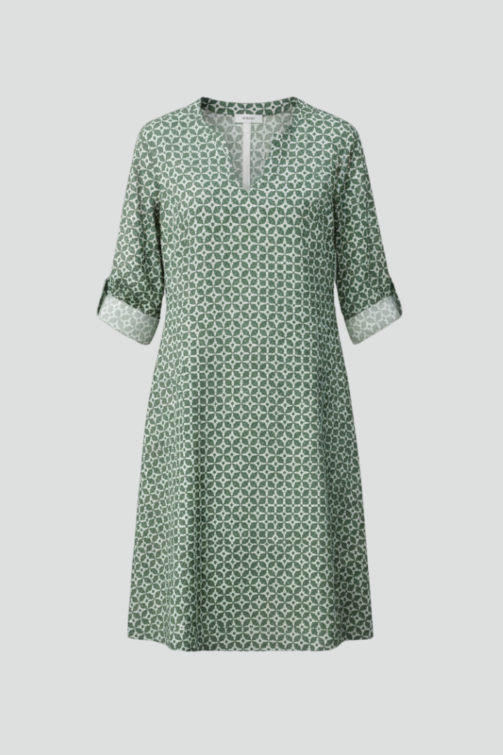 Nan | Women's Dress with V Neckline and Short Sleeves
