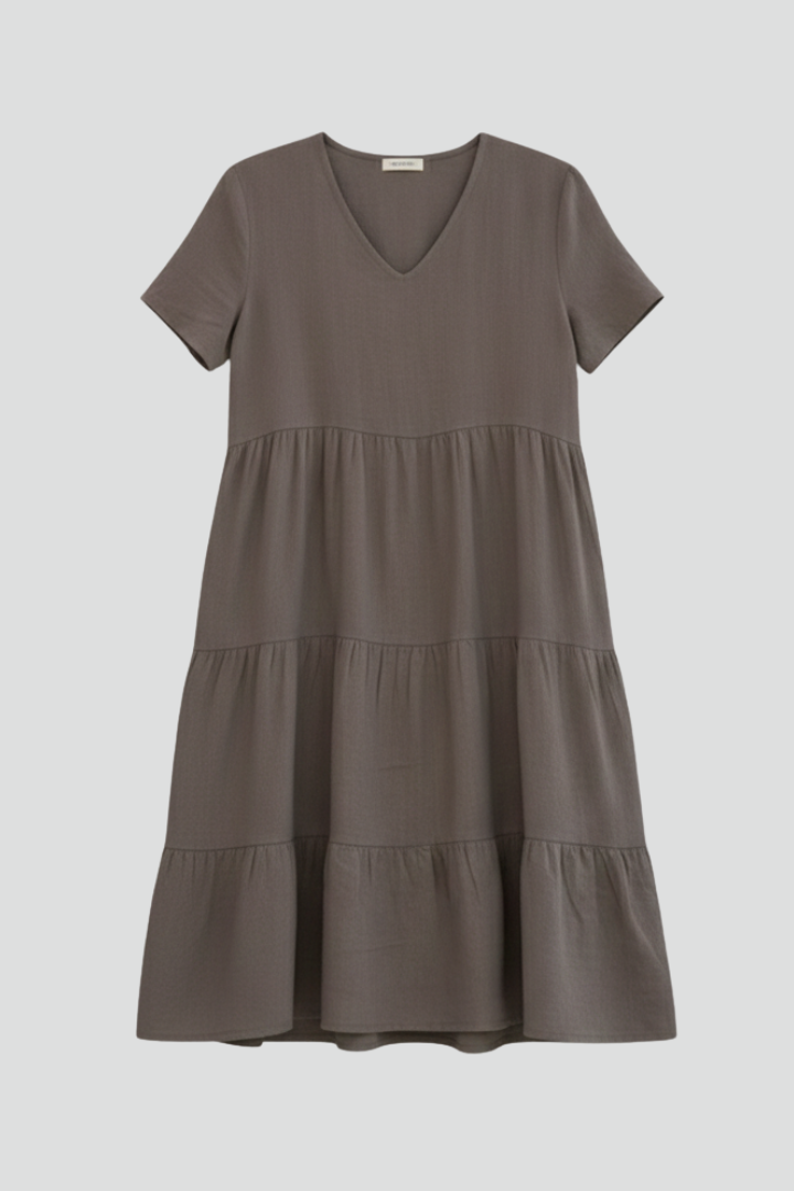 Orsola | Women's Dress with V Neckline and Short Sleeves