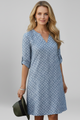 Nan | Women's Dress with V Neckline and Short Sleeves