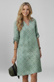 Nan | Women's Dress with V Neckline and Short Sleeves