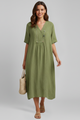 Paola | Women's Dress with V Neckline and Short Sleeves