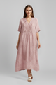 Paola | Women's Dress with V Neckline and Short Sleeves