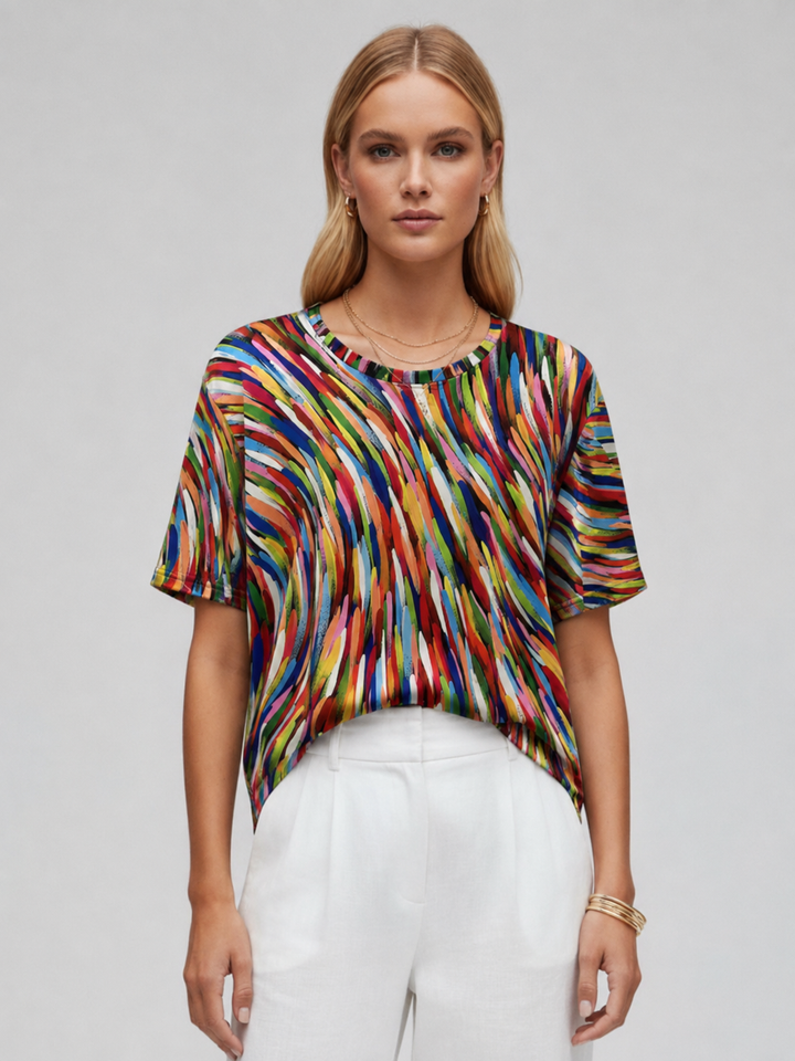 Balbina | Women's Printed Short Sleeve Blouse