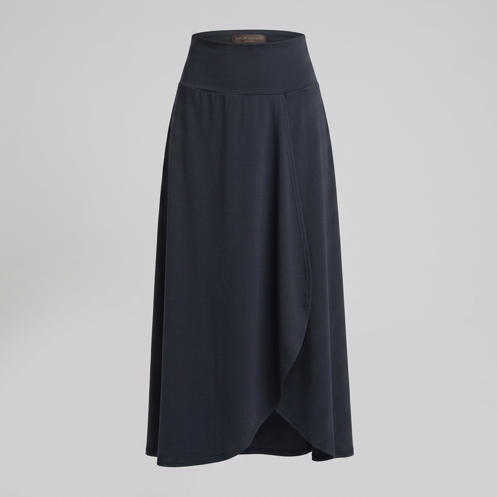 Eudora | Women's High-Waist Maxi Skirt with Wrap Front and Curved Hem