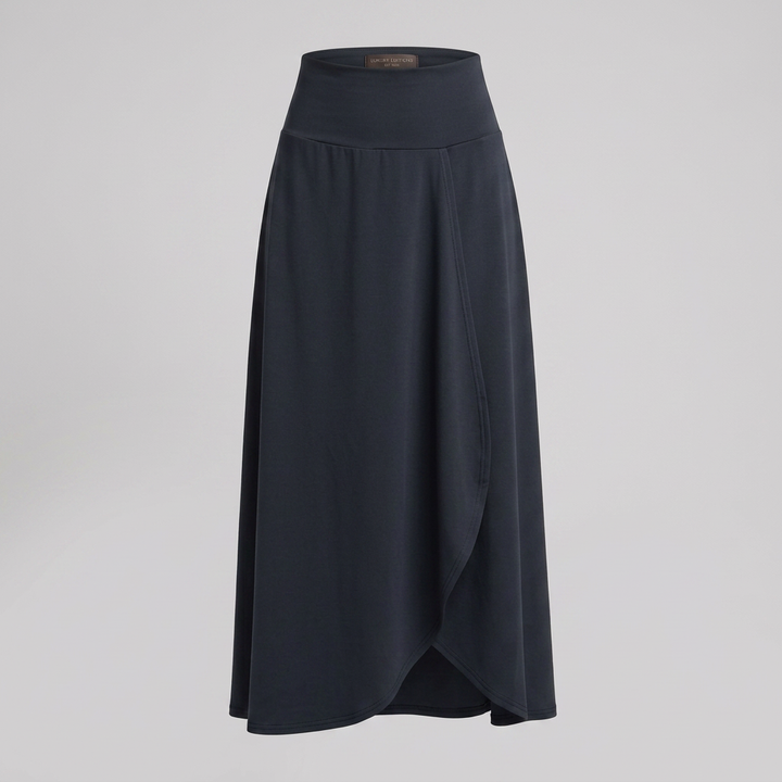 Eudora | Women's High-Waist Maxi Skirt with Wrap Front and Curved Hem