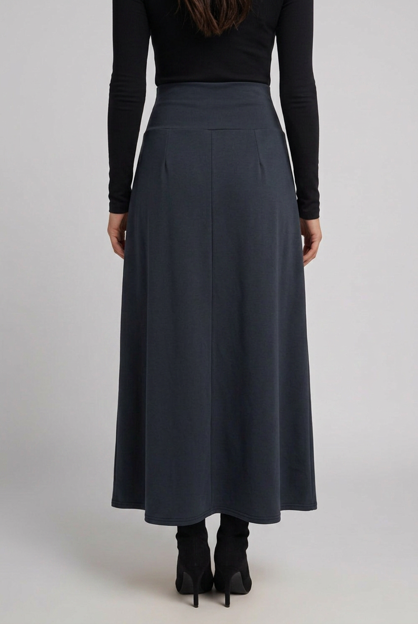 Eudora | Women's High-Waist Maxi Skirt with Wrap Front and Curved Hem