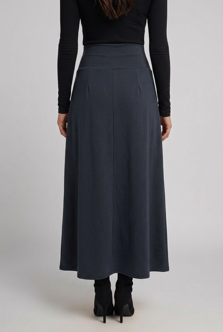 Eudora | Women's High-Waist Maxi Skirt with Wrap Front and Curved Hem