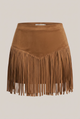 Flora | Women's High-Waisted Mini Skirt with V-Shaped Fringe Hem