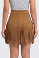 Flora | Women's High-Waisted Mini Skirt with V-Shaped Fringe Hem