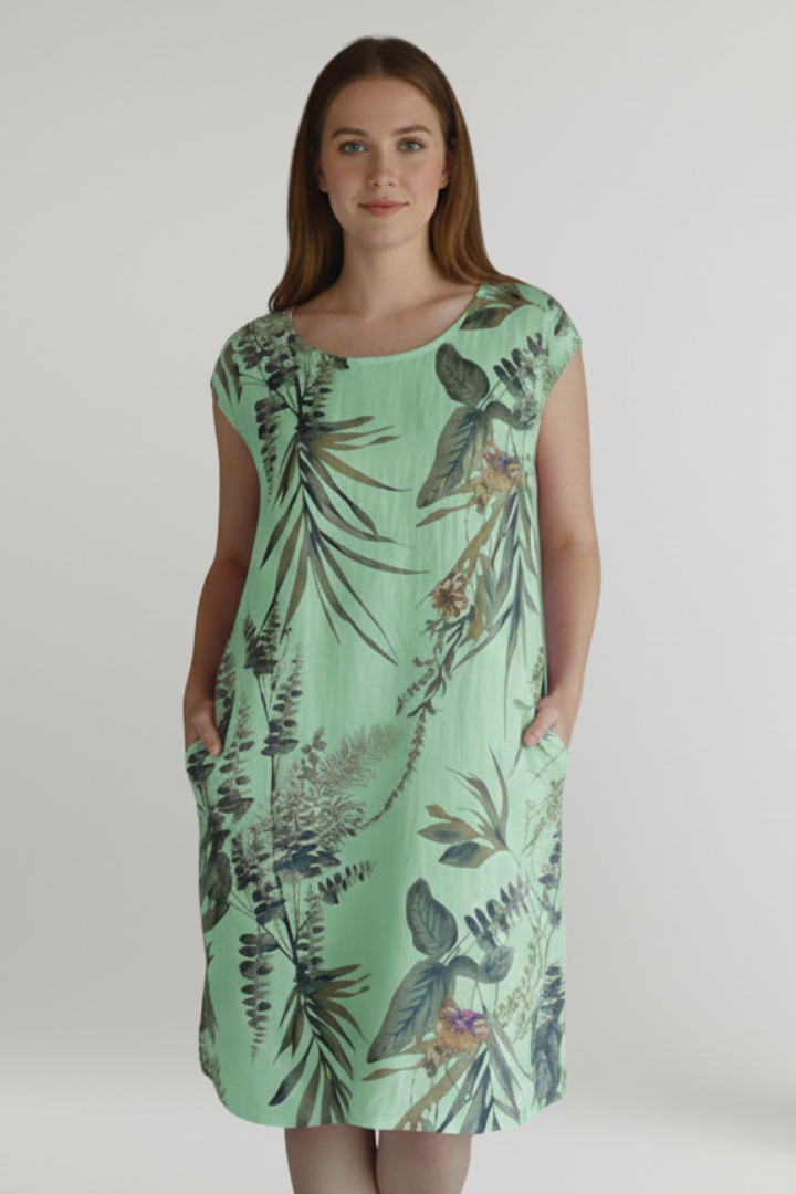 Mona | Women's Knee-Length Dress with Printed Surface and Side Pockets
