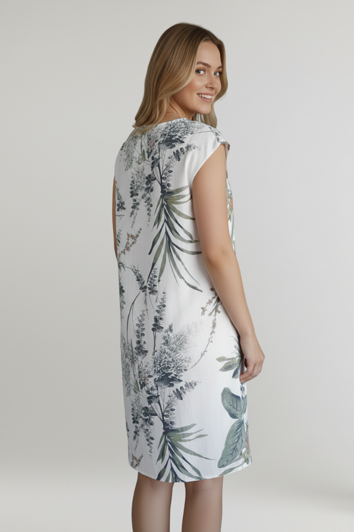 Mona | Women's Knee-Length Dress with Printed Surface and Side Pockets