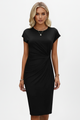 Adeline | Women's Knee-Length Dress with Round Neck and Ruched Waist