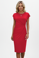 Ciara | Women's Knee-Length Dress with Round Neck and Ruched Waist
