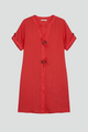Melita | Women's Knee-Length Dress with Short Sleeves and Button Front