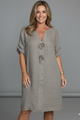 Melita | Women's Knee-Length Dress with Short Sleeves and Button Front