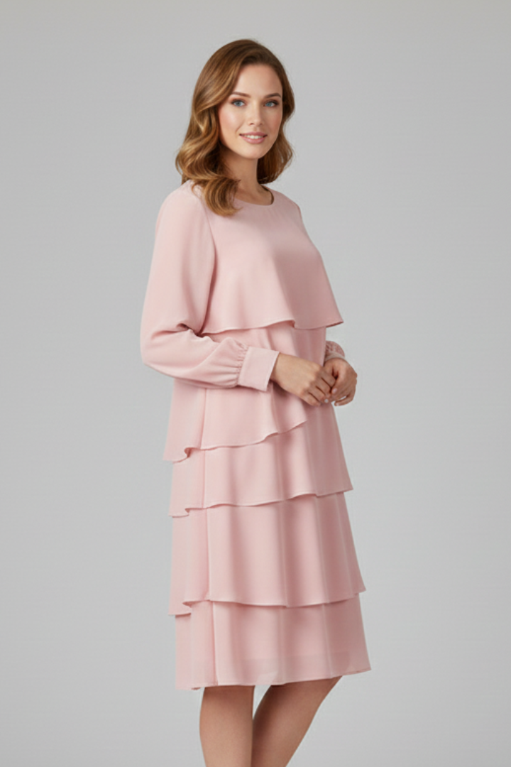 Rhoda | Women's Layered Dress with Long Sleeves and Tiered Skirt