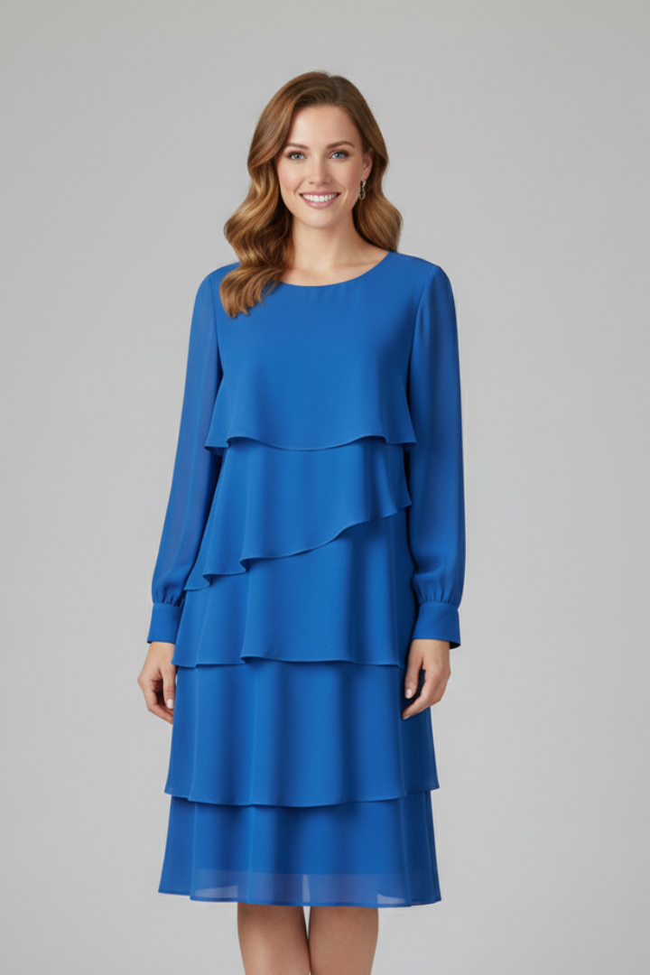 Rhoda | Women's Layered Dress with Long Sleeves and Tiered Skirt