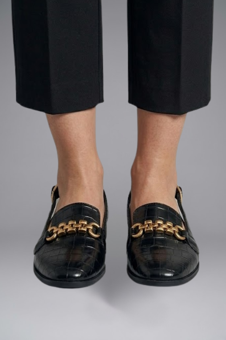 Bess | Women's Leather Slingback Flats with Metal Vamp Detail for Summer