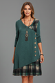 Philomena | Women's Long Sleeve Dress with V Neckline and Button Detail