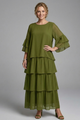 Sophronia | Women's Maxi Dress with Round Neck and Layered Skirt