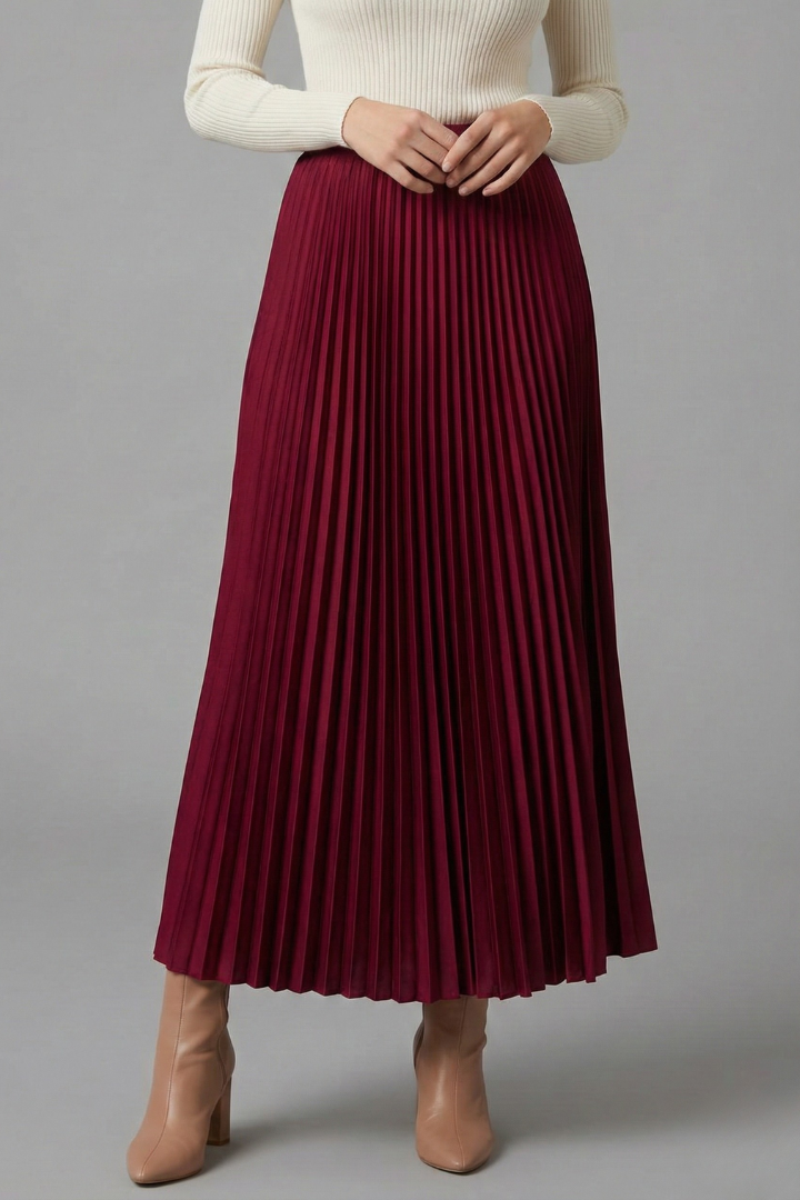Felicity | Women's Maxi Skirt with Elastic Waist and Pleated Surface