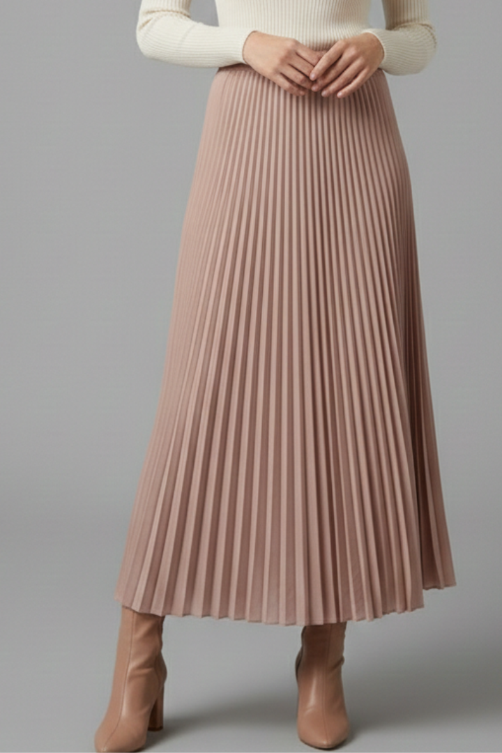 Felicity | Women's Maxi Skirt with Elastic Waist and Pleated Surface