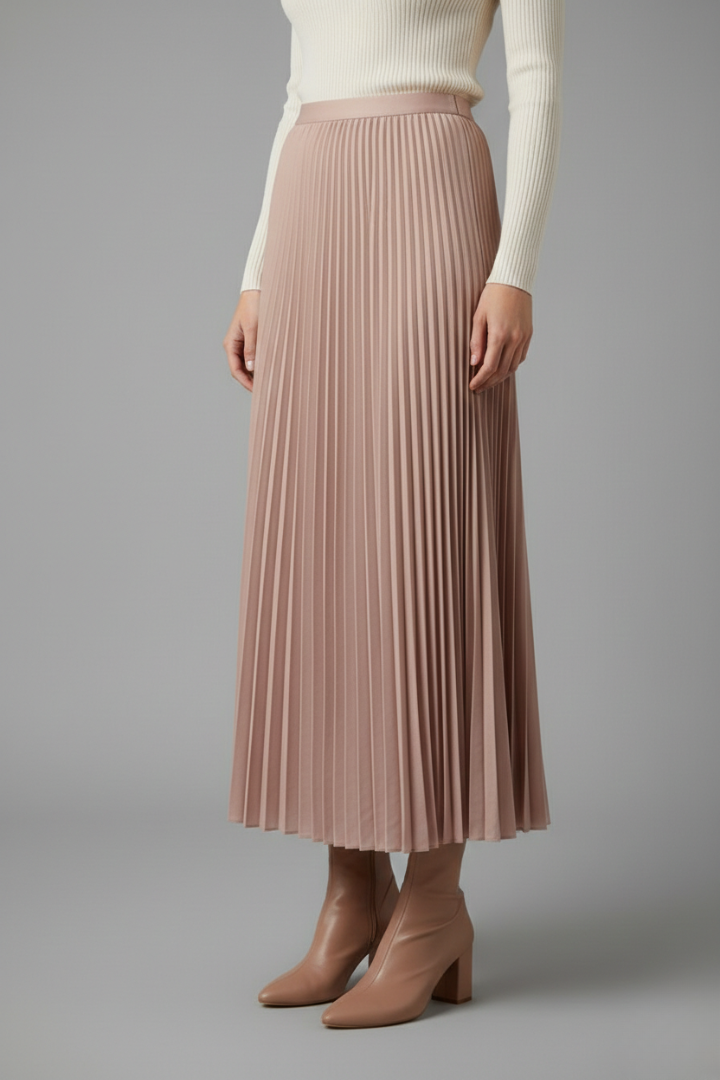Felicity | Women's Maxi Skirt with Elastic Waist and Pleated Surface