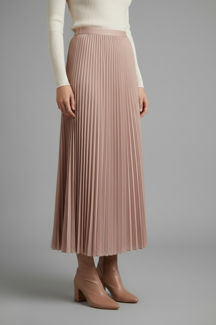 Felicity | Women's Maxi Skirt with Elastic Waist and Pleated Surface