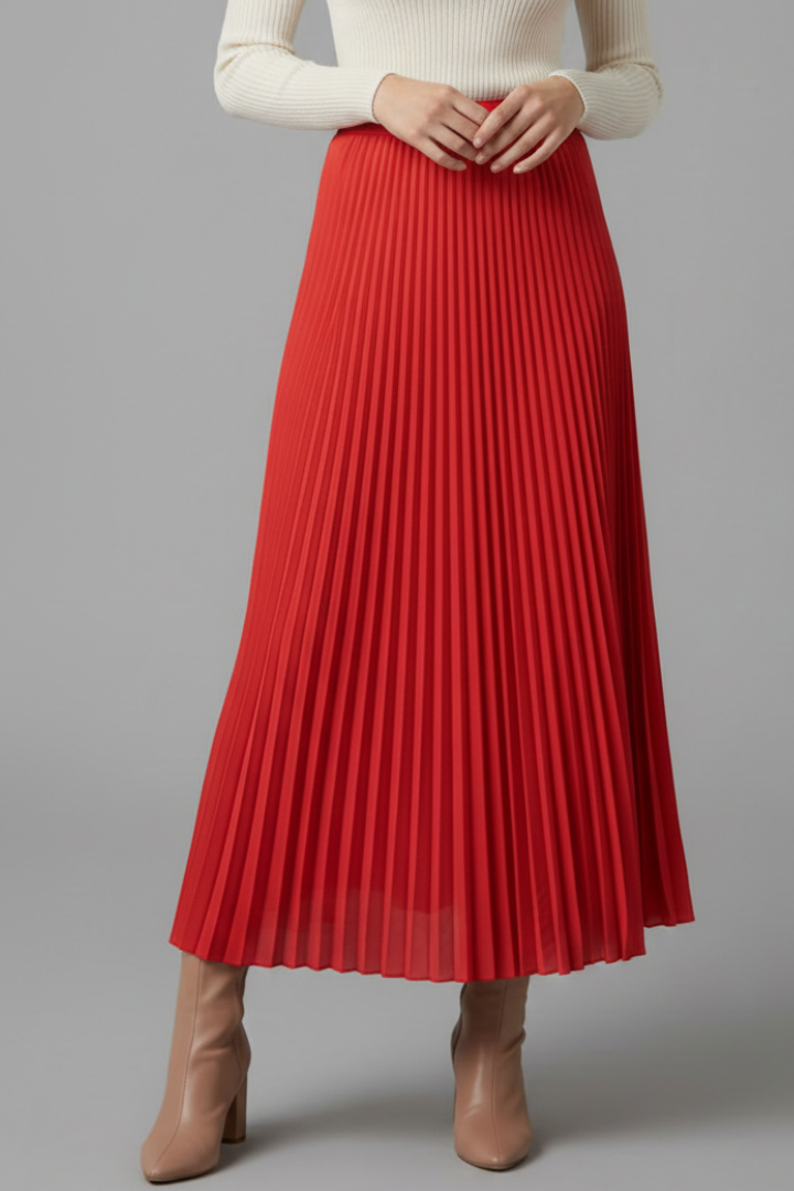 Felicity | Women's Maxi Skirt with Elastic Waist and Pleated Surface