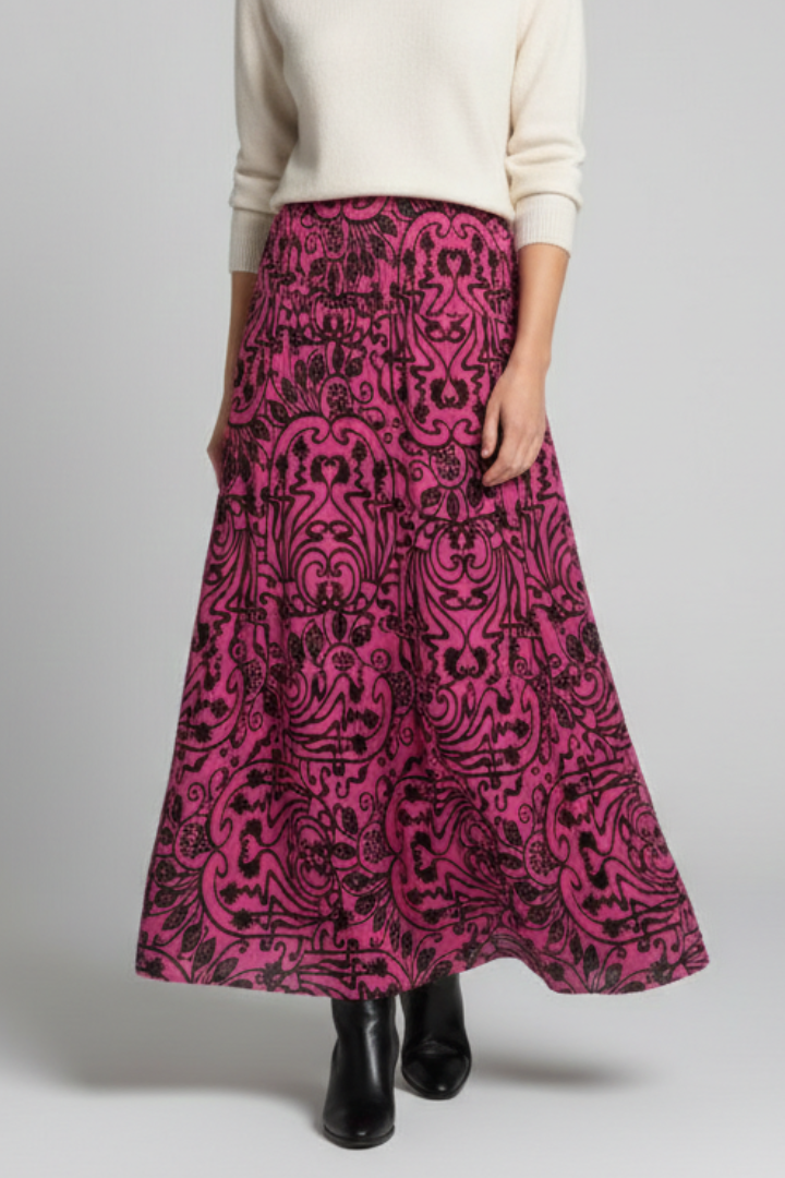 Dulcie | Women’s Maxi Skirt with Elastic Waist and Printed Surface