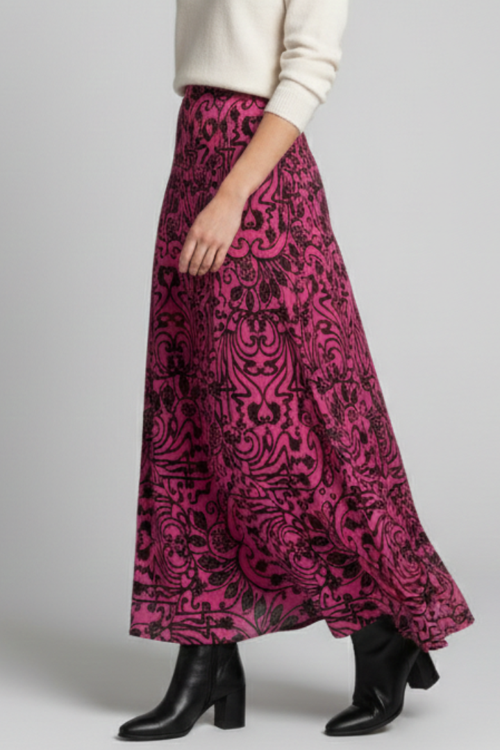 Dulcie | Women’s Maxi Skirt with Elastic Waist and Printed Surface