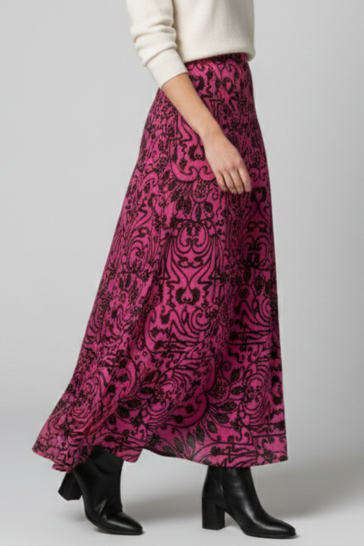Dulcie | Women’s Maxi Skirt with Elastic Waist and Printed Surface