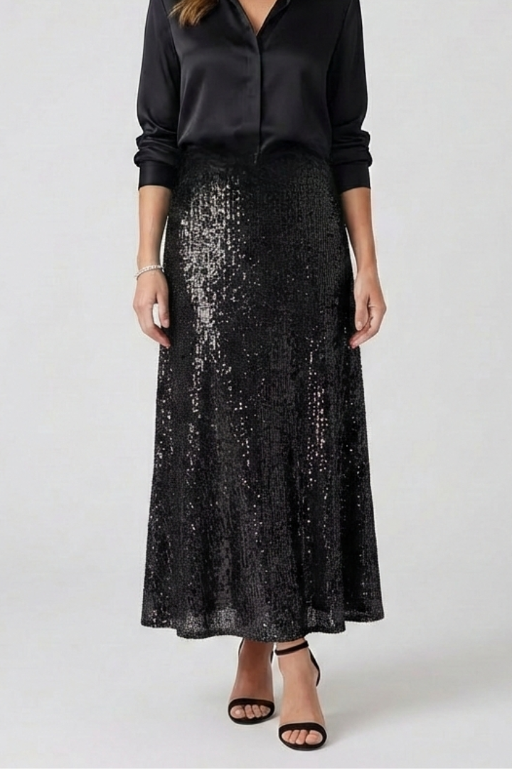 Gloriana | Women's Maxi Skirt with Elastic Waist and Sequin Surface