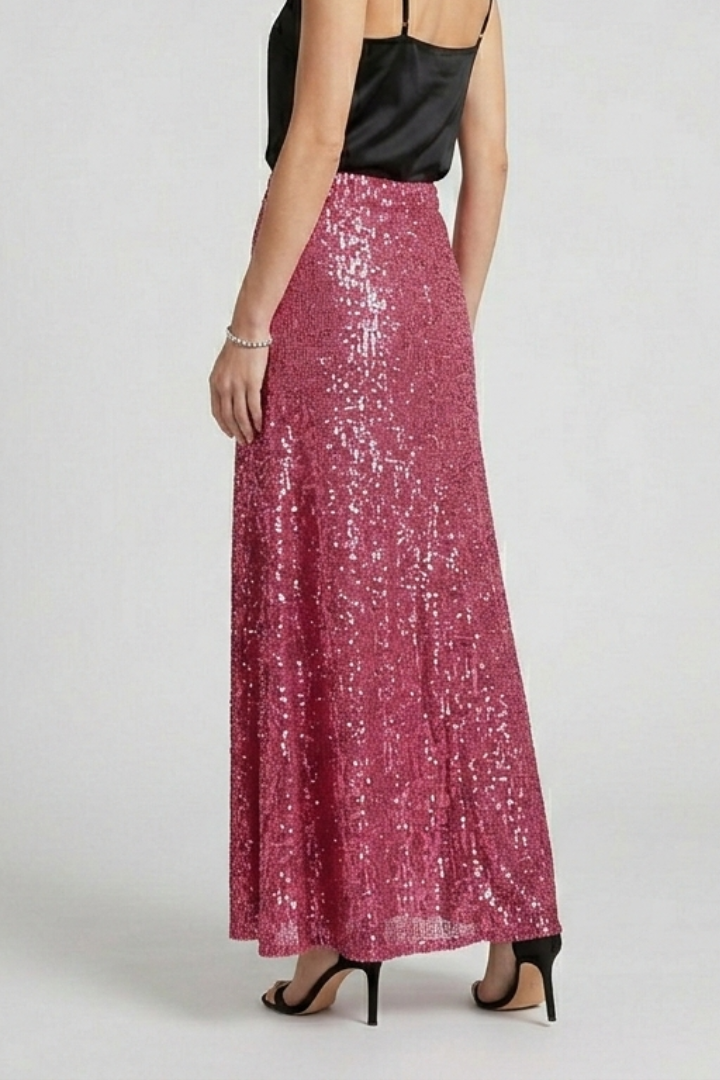 Gloriana | Women's Maxi Skirt with Elastic Waist and Sequin Surface
