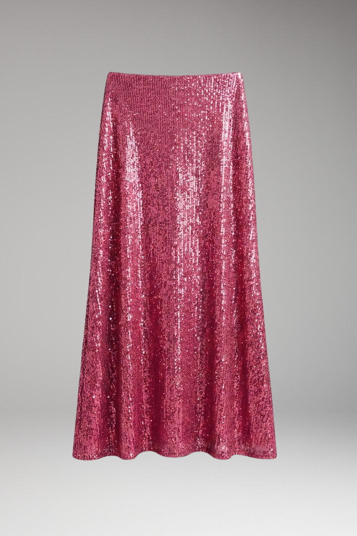 Gloriana | Women's Maxi Skirt with Elastic Waist and Sequin Surface