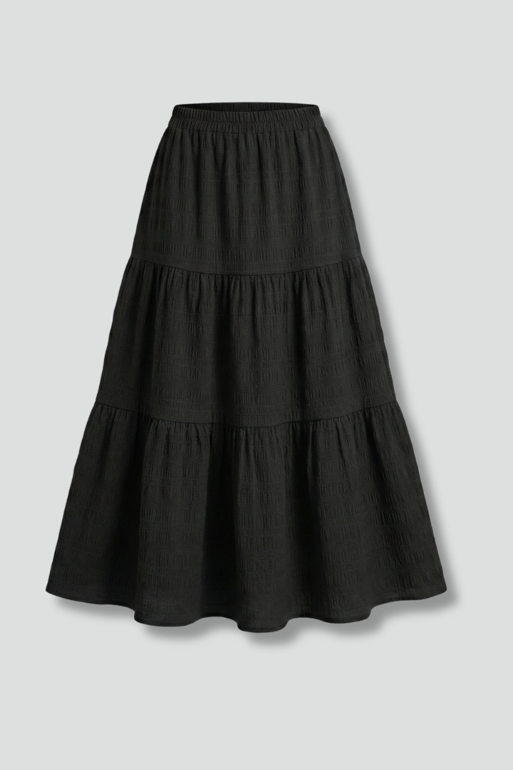 Fedora | Women's Maxi Skirt with Elastic Waist and Tiered Panels