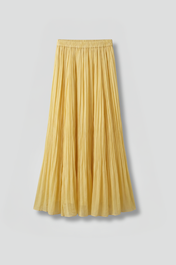 Golda | Women's Maxi Skirt with Elastic Waistband and Pleated Surface