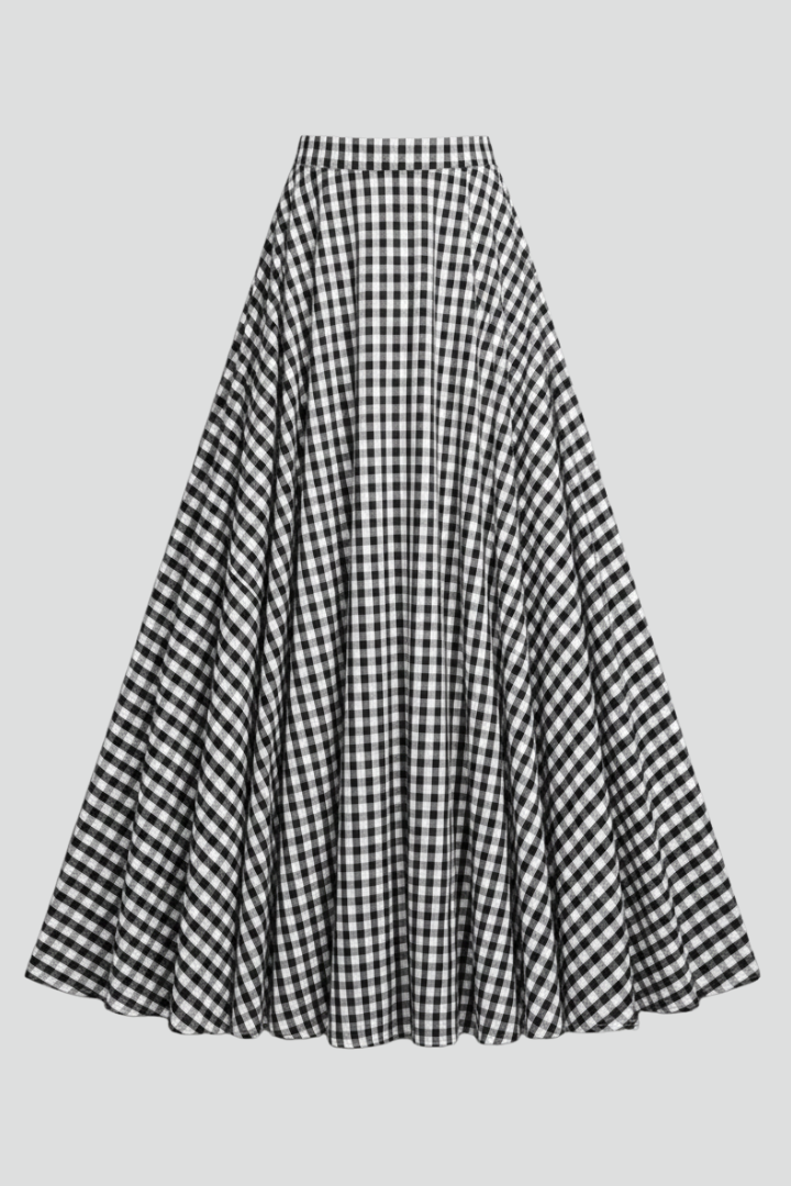 Gwyneth | Women’s Maxi Skirt with High Waist and Check Pattern