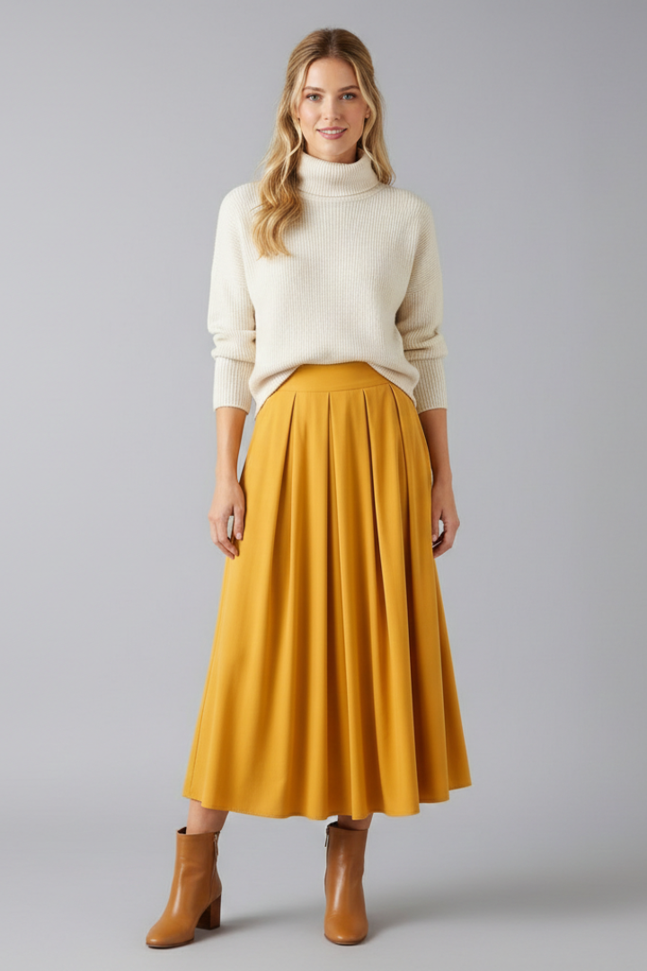 Faustina | Women’s Maxi Skirt with High Waist and Pleated Front